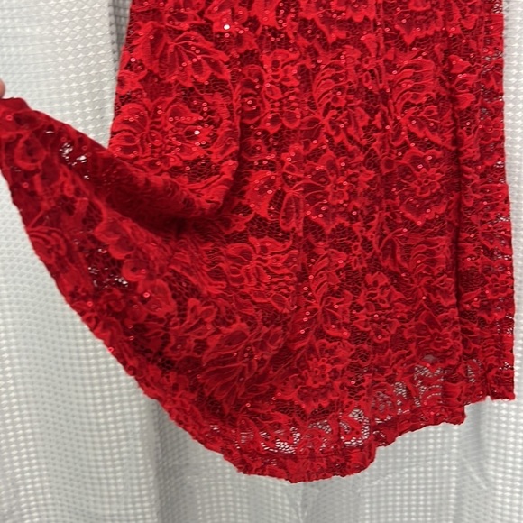 Gorgeous sequined red dress size 8P. - Picture 9 of 14